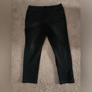 New J.Jill 5 pocket knit pull on jeans pants large moon wash black large